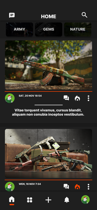 UX app — Home feed